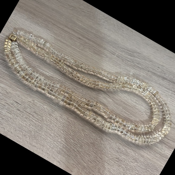 Natural Yellow Citrine Smooth Bead 20" Double Strand Chunky Necklace Sterling - Picture 1 of 5